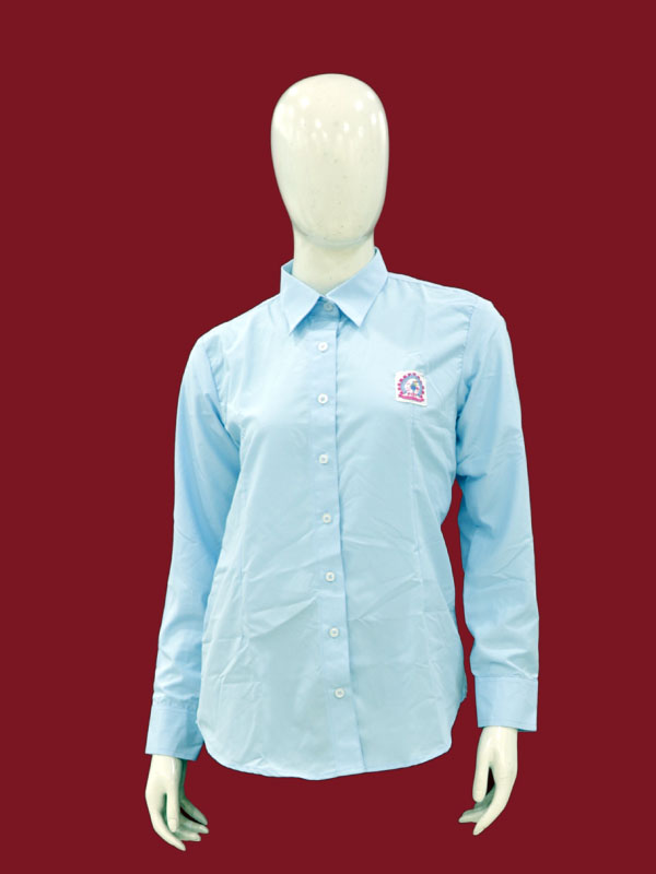 PLAIN SKY BLUE F/S TOP WITH MONO FOR GIRLS